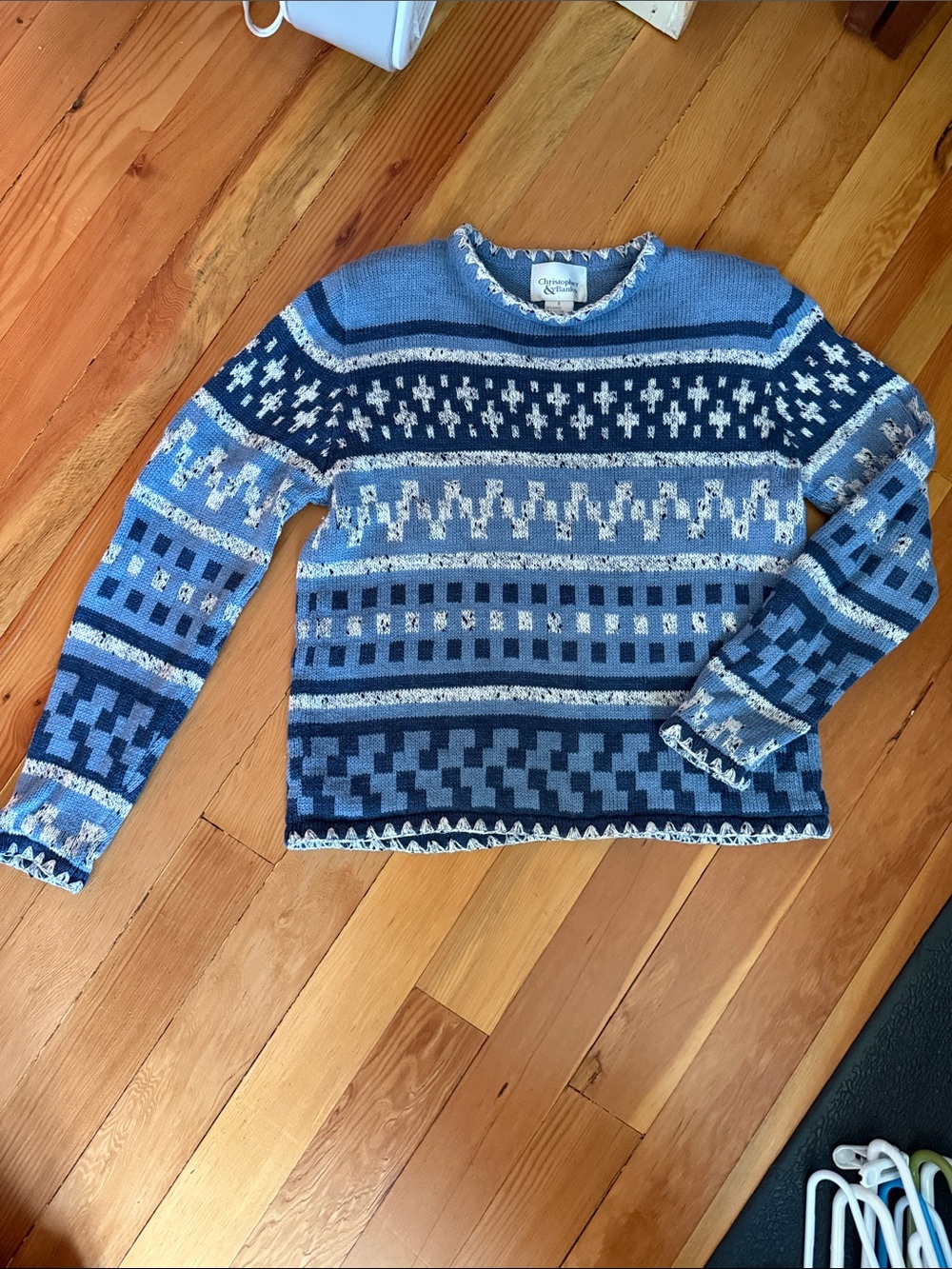 *5 for $20* Christopher & Banks Blue Patterned Knit Sweater